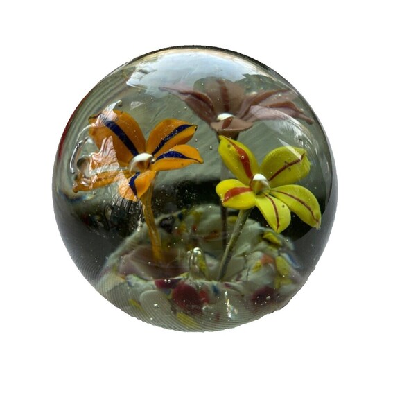 Murano Art Glass Paperweight Star Gazer Lily - Picture 10 of 13